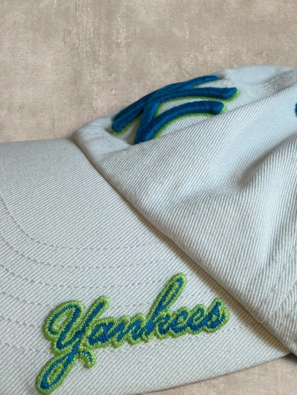 Vintage 47 Brand NY Yankees Strapback Hat White Green MLB Baseball Cap Womens